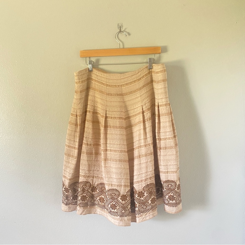 Oscar de la Renta women’s brown and beige a-line skirt size 16 boho fairy